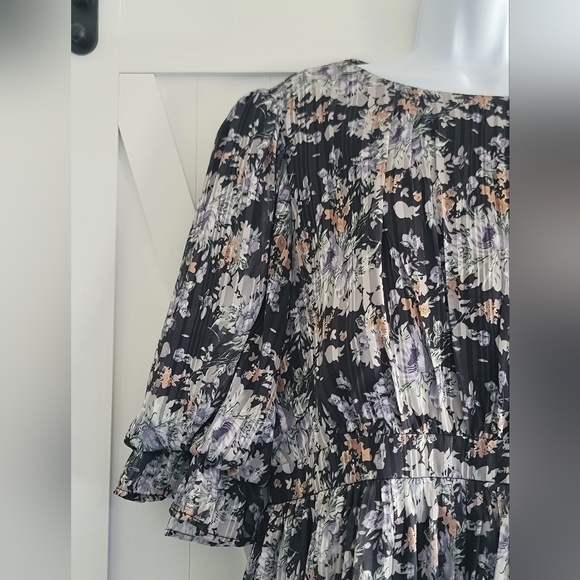 Lulu's Black Floral Print Skater Mini Dress | Size XL - Picture 6 of 11